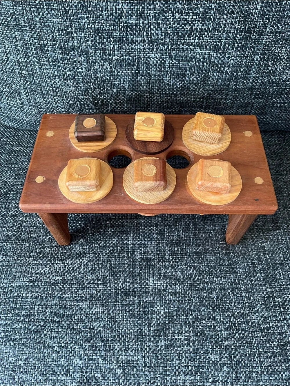 Wooden Montessori Push-Down Toy - Natural Brown